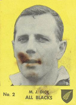1968 Playtime Rugby Gum Famous Rugby Players - Yellow #2 Malcolm Dick Front